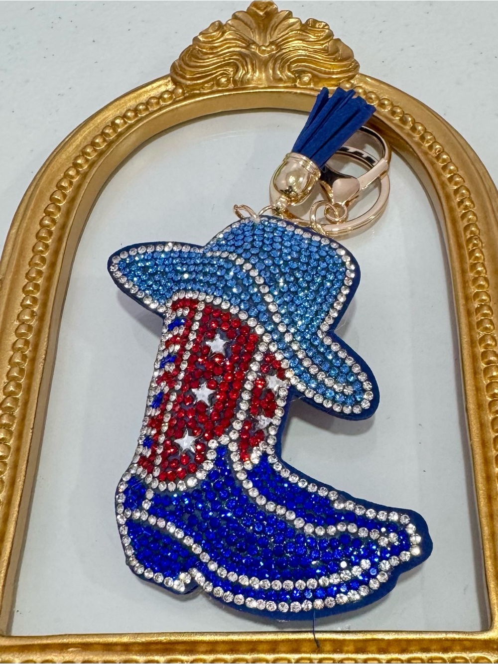 New Blue/Red Cowboy Boots & Hat Keychain
